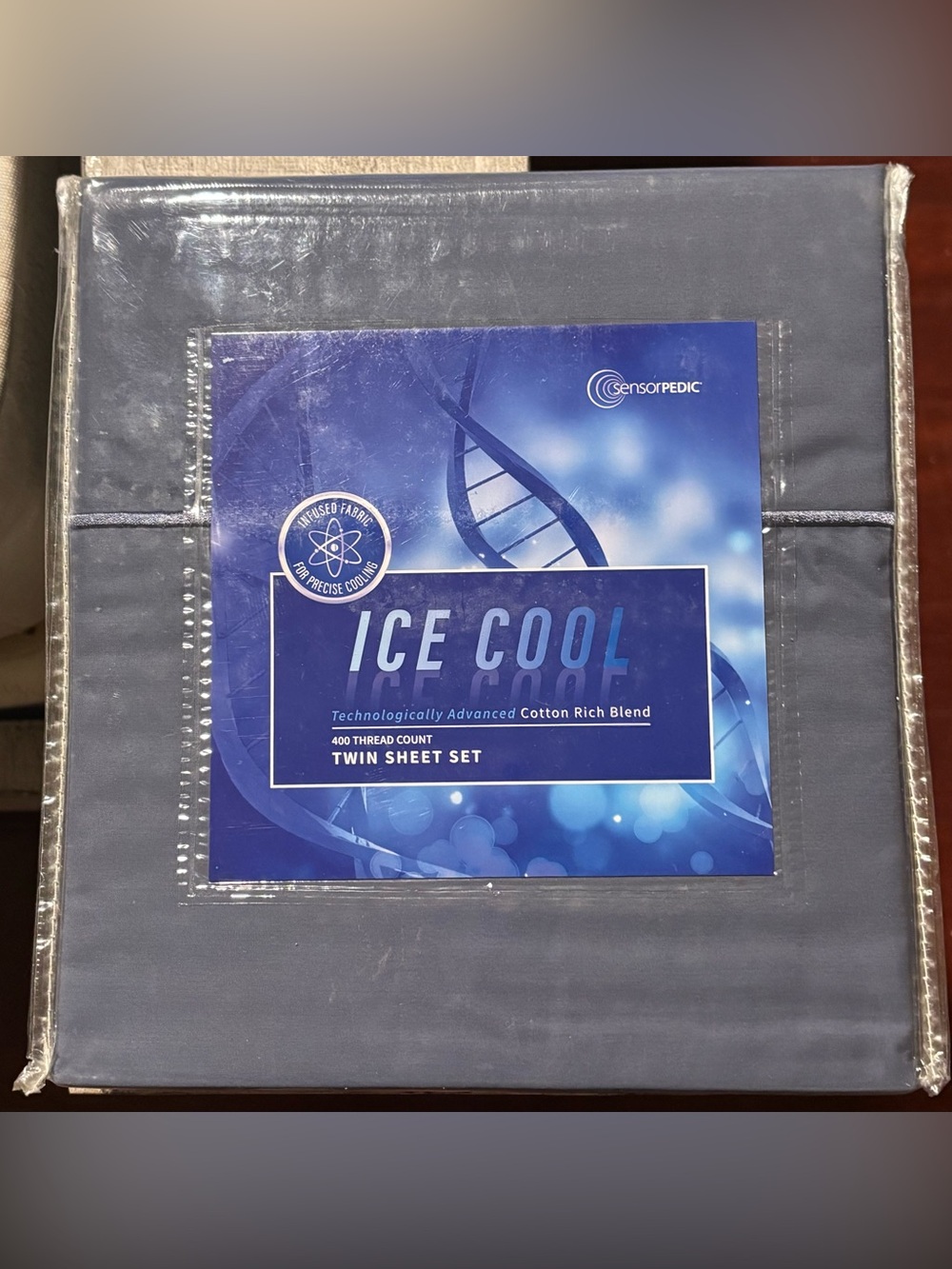 Ice Cool 400 thread count twin sheet set cotton rich blend navy blue, BNWT